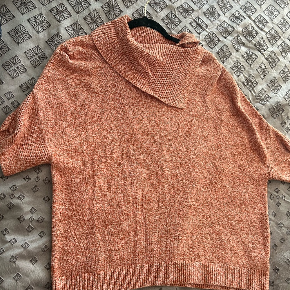CAbi Peach Textured Knit Turtleneck Sweater